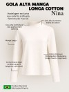 Blusa Feminina em Cotton Premium Gola Alta com Manga Longa Lisa Nina Marrom Café