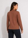 Blusa Feminina Gola Alta e Manga Longa de Algodão Isadora Marrom