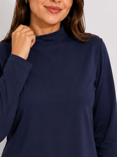 Blusa Feminina Gola Alta e Manga Longa de Algodão Isadora Marinho