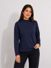 Blusa Feminina Gola Alta e Manga Longa de Algodão Isadora Marinho