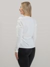 Blusa Feminina Manga Longa Bufante de Algodão Lisa Clara Off White