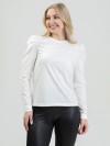 Blusa Feminina Manga Longa Bufante de Algodão Lisa Clara Off White