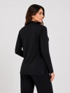 Blusa Feminina Canelada Gola Alta e Manga Longa Helena Preto
