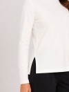 Blusa Feminina Canelada Gola Alta e Manga Longa Helena Off White