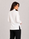 Blusa Feminina Canelada Gola Alta e Manga Longa Helena Off White