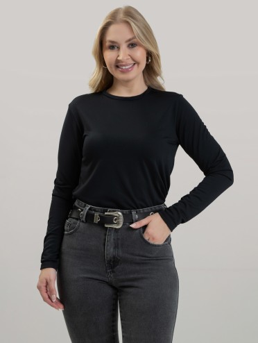 Blusa Feminina Térmica Peluciada Manga Longa Lívia Preto
