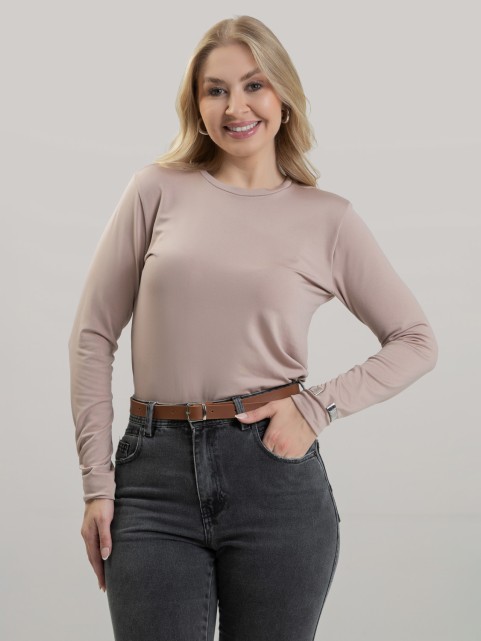 Blusa Feminina Térmica Peluciada Manga Longa Lívia Cappuccino