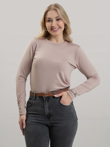Blusa Feminina Térmica Peluciada Manga Longa Lívia Cappuccino