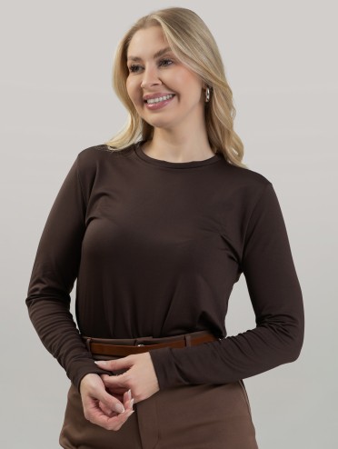 Blusa Feminina Térmica Peluciada Manga Longa Lívia Marrom Café