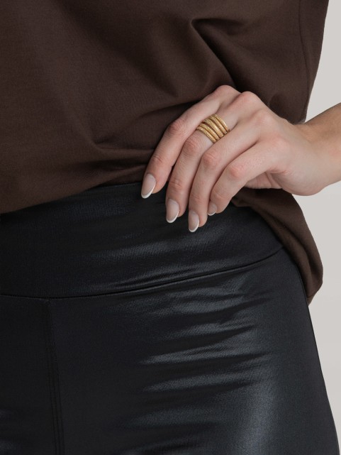 Calça Flare Cirrê Cós Alto Diana Preto