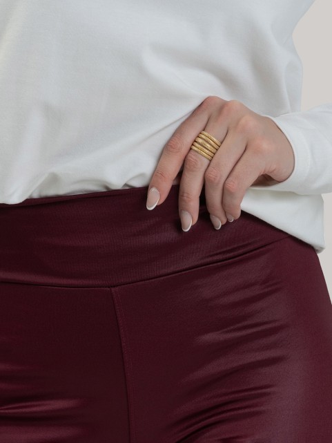 Calça Flare Cirrê Cós Alto Diana Vinho
