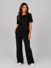 Conjunto em Molecotton de Viscose Premium com Calça Flare e Blusa Alongada Maitê Preto