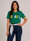 Camiseta Feminina Algodão Premium Estampa Brasil Verde