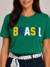 Camiseta Feminina Algodão Premium Estampa Brasil Verde