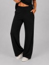 Calça Flare em Molecotton Premium com Bolso Faca e Cós Elástico Preto