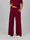 Calça Flare em Molecotton Premium com Bolso Faca e Cós Elástico Vinho