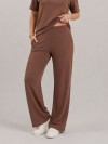 Calça Flare em Molecotton Premium com Bolso Faca e Cós Elástico Marrom Cacau
