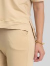 Blusa Alongada em Molecotton Premium com Abertura Lateral Bege Claro