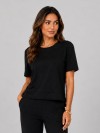 Blusa Alongada em Molecotton Premium com Abertura Lateral Preto