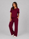 Conjunto em Molecotton de Viscose Premium com Calça Flare e Blusa Alongada Maitê Vinho
