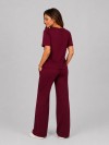 Conjunto em Molecotton de Viscose Premium com Calça Flare e Blusa Alongada Maitê Vinho