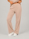 Calça Flare em Molecotton Premium com Bolso Faca e Cós Elástico Cappuccino