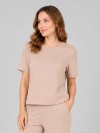 Blusa Alongada em Molecotton Premium com Abertura Lateral Cappuccino