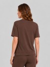 Blusa Alongada em Molecotton Premium com Abertura Lateral Marrom Café