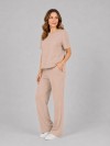 Conjunto em Molecotton de Viscose Premium com Calça Flare e Blusa Alongada Maitê Cappuccino