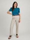 Blusa Feminina Manga Bufante de Algodão Lisa Serena Azul Turquesa