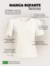 Blusa Feminina Manga Bufante de Algodão Lisa Serena Azul Turquesa