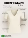 Blusa Feminina de Algodão Premium Manga Bufante Decote V Alice Azul Turquesa