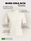 Blusa Feminina Algodão Gola Alta e Manga Curta Azul Turquesa Gisele
