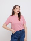 Camiseta Feminina de Algodão Lisa Manga Alongada Ana Rosa Blush