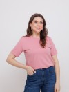 Camiseta Feminina de Algodão Lisa Manga Alongada Ana Rosa Blush