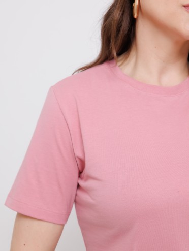 Camiseta Feminina de Algodão Lisa Manga Alongada Ana Rosa Blush