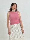 Blusa Regata Canelada 100% Algodão Helô Rosa Blush