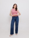 Blusa Regata Canelada 100% Algodão Helô Rosa Blush
