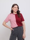 Camiseta Feminina 100% Algodão Premium Bicolor Blush e Vinho