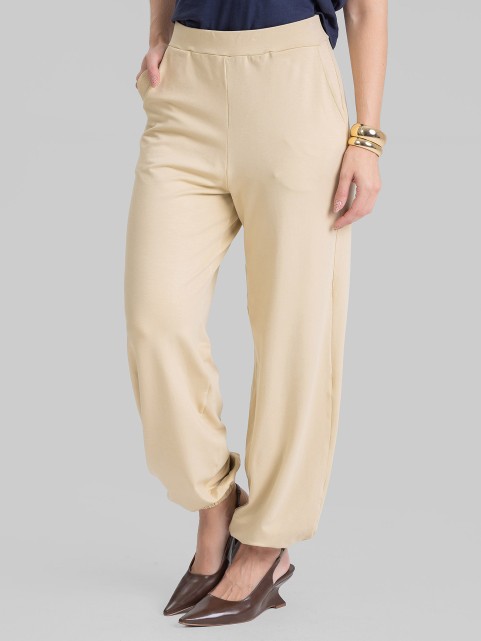 Calça Aladim em Molecotton de Viscose Premium Bege Amanda