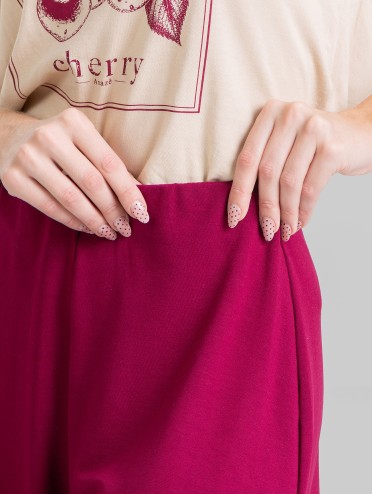 Shorts Molecotton de Viscose Premium Evasê Vinho Suelen