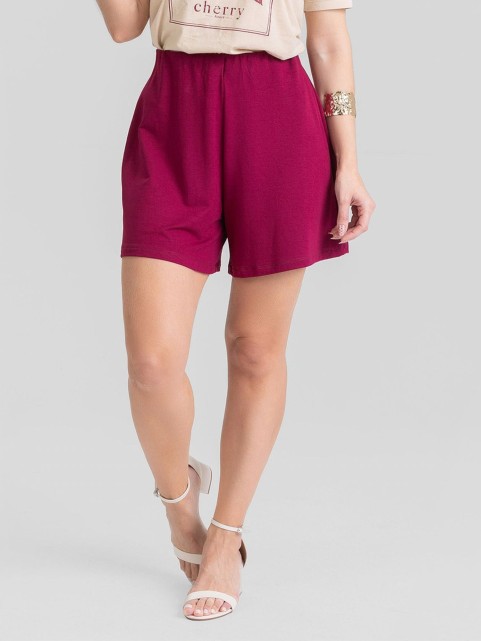 Shorts Molecotton de Viscose Premium Evasê Vinho Suelen
