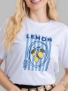Camiseta Feminina Algodão Premium Estampada Lemon Branco