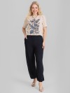 Camiseta Feminina Algodão Premium Estampada Outono Bege