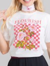 Camiseta Feminina Algodão Premium Estampada Florista Off White
