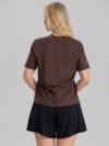 Camiseta Feminina Algodão Premium Estampada Renda Marrom Café