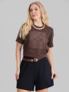 Camiseta Feminina Algodão Premium Estampada Renda Marrom Café