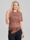 Camiseta Feminina Algodão Premium Estampada Western Marrom Cacau