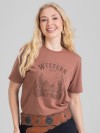 Camiseta Feminina Algodão Premium Estampada Western Marrom Cacau