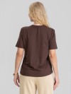 Camiseta Feminina Algodão Premium Estampada Morning Club Marrom Café